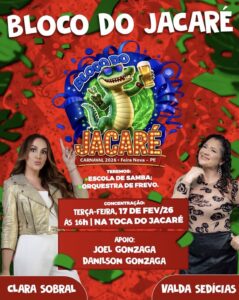 Leia mais sobre o artigo Prefeito Joel Gonzaga e Danilson Gonzaga anunciam Bloco do Jacaré para o Carnaval 2026 em Feira Nova