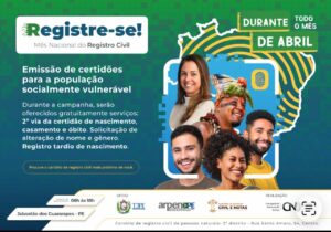 Leia mais sobre o artigo Campanha “Registre-se!” oferece emissão gratuita de certidões em abril
