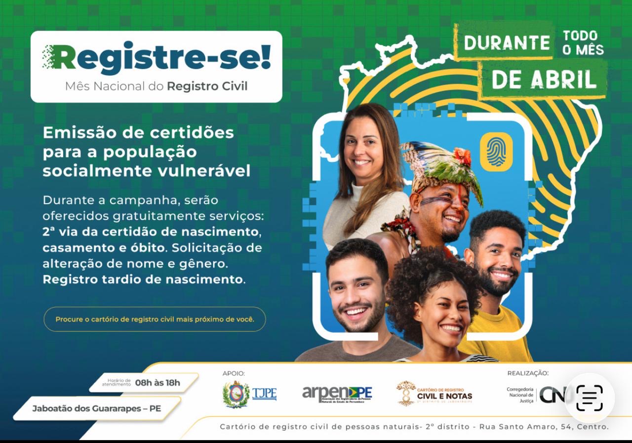 No momento, você está visualizando Campanha “Registre-se!” oferece emissão gratuita de certidões em abril