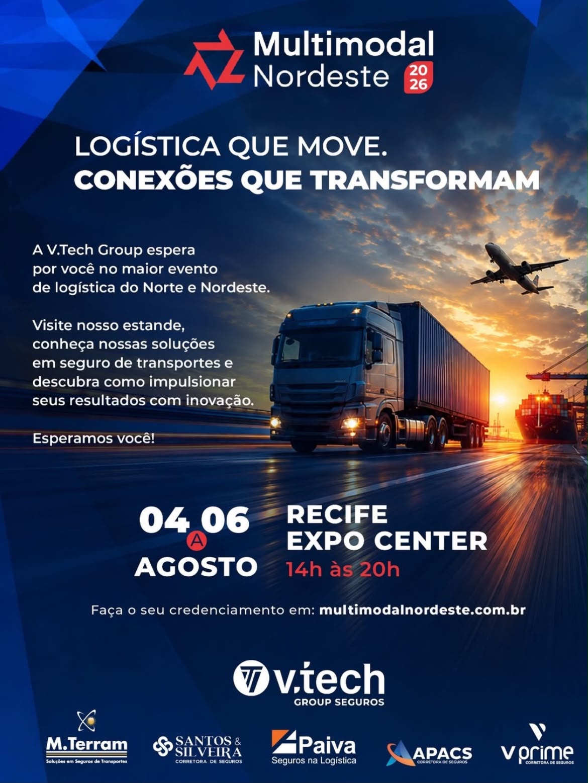 No momento, você está visualizando V.Tech Seguros confirma presença na Multimodal Nordeste 2026 com soluções para o setor logístico